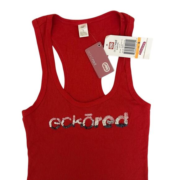 Ecko Red Y2K Ribbed Beater Sequence Tank Top Size Small Red Cotton - Picture 6 of 14